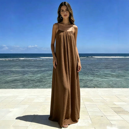 Vestido largo suelto sin mangas