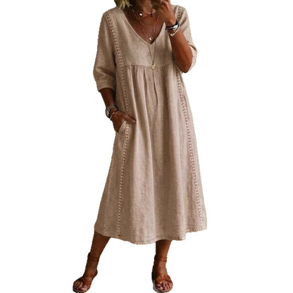 Vestido Casual de Encaje con Escote en V