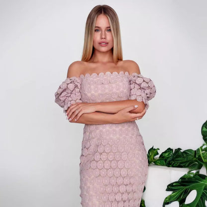 Vestido midi cruzado de encaje