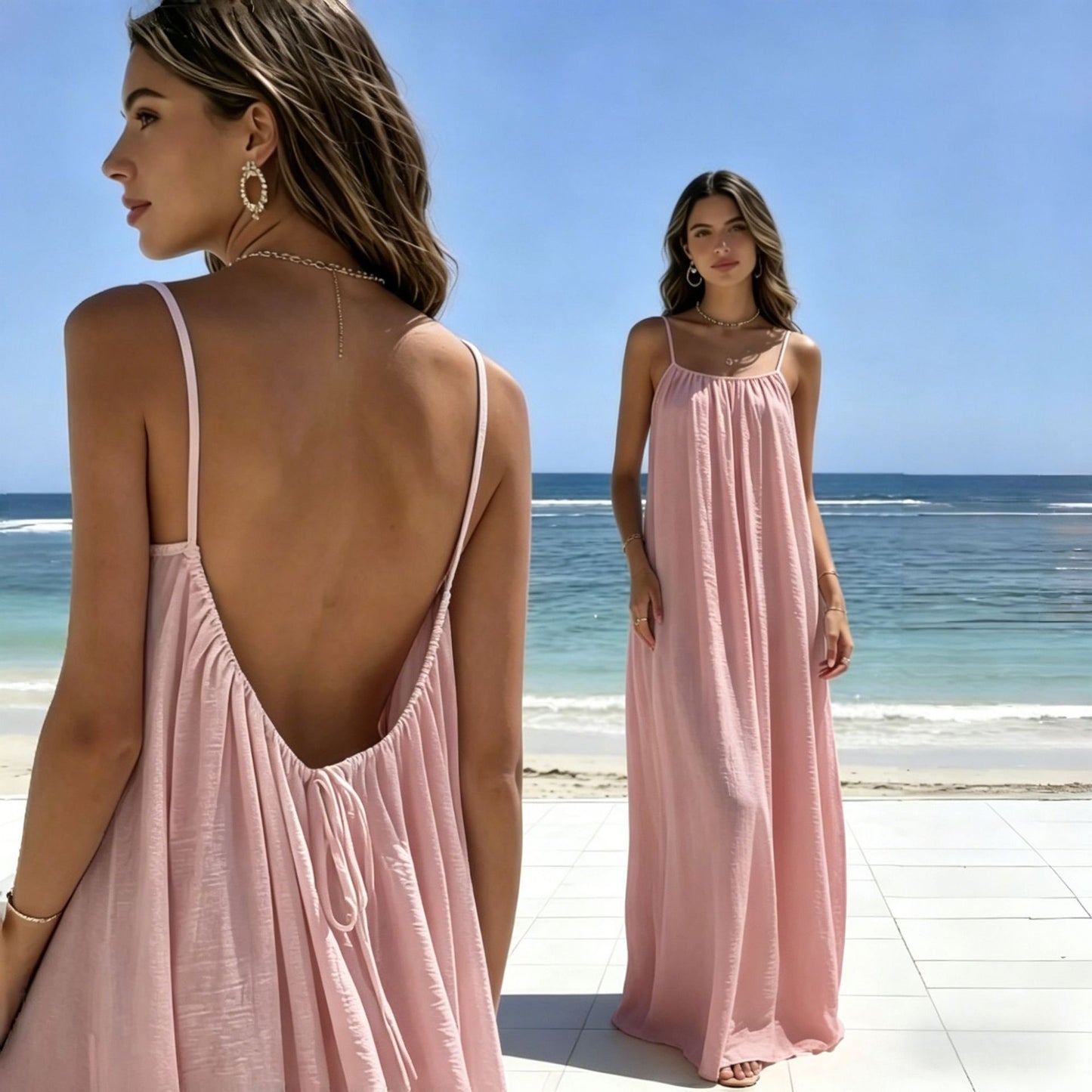 Vestido largo suelto sin mangas