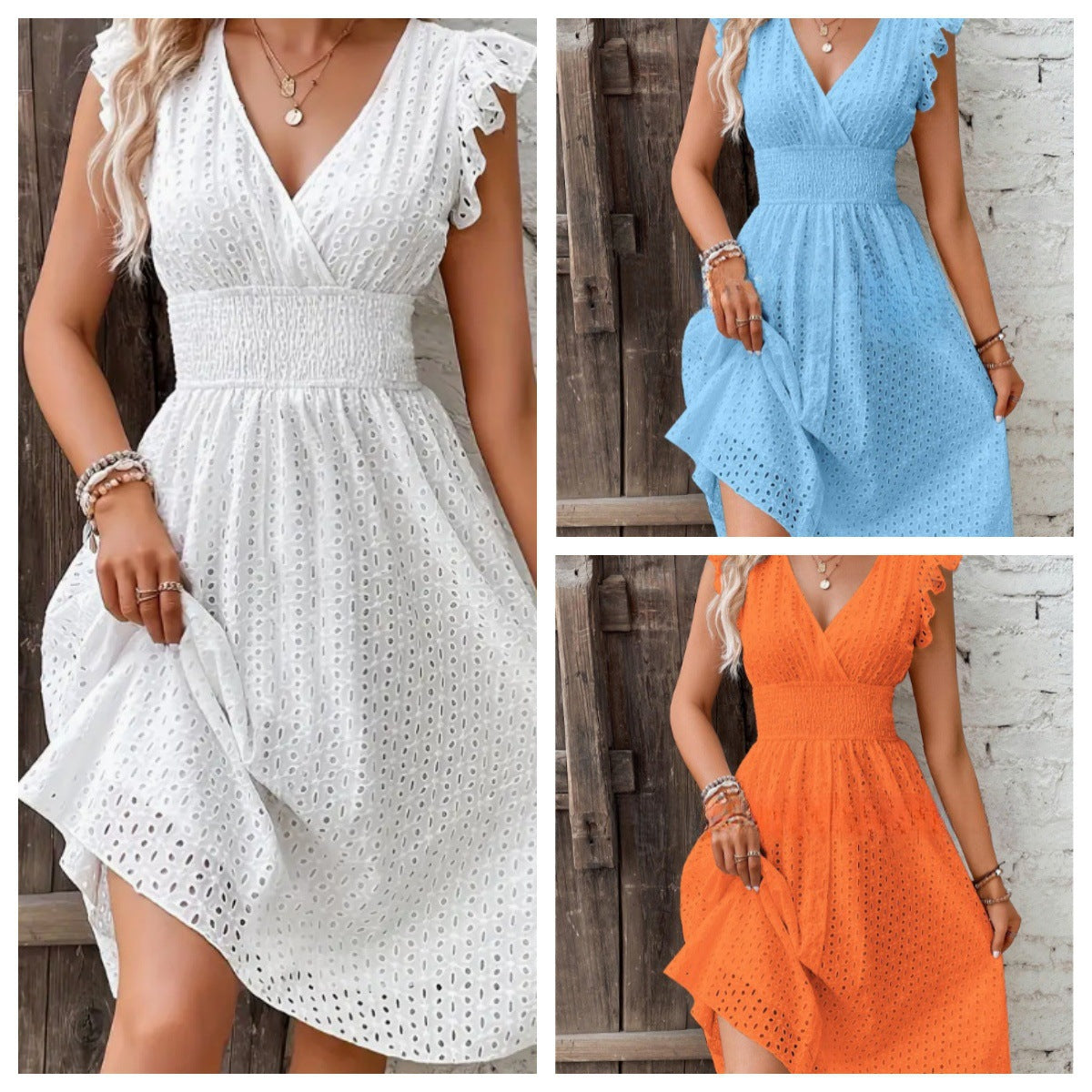 Vestido Evasé Jacquard Escote en V